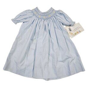 DEADSTOCK! House of Hatten hand smocked blue dress . size 9 months . made in the